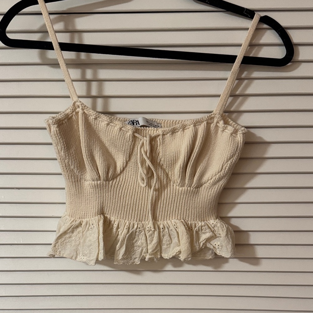 Zara Cream Lace Trim Camisole